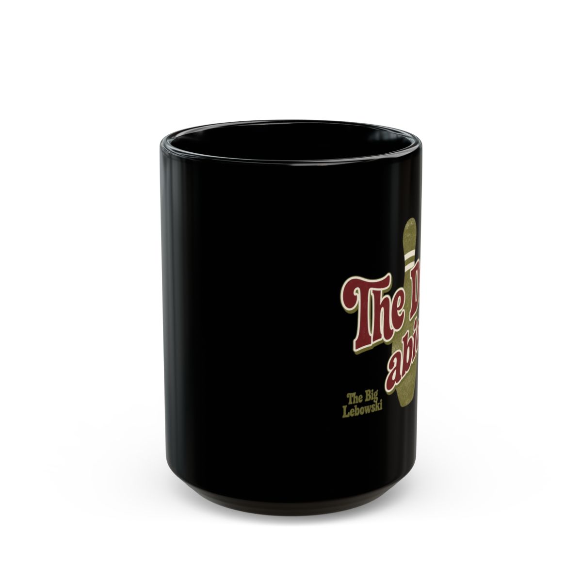 The Big Lebowski "The Dude abides" Black Mug - alternate angle 2, merchandise