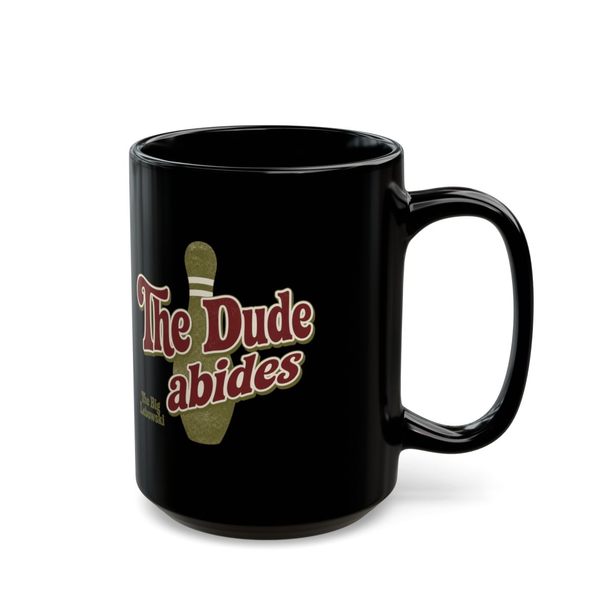 The Big Lebowski "The Dude abides" Black Mug - alternate angle 5, merchandise