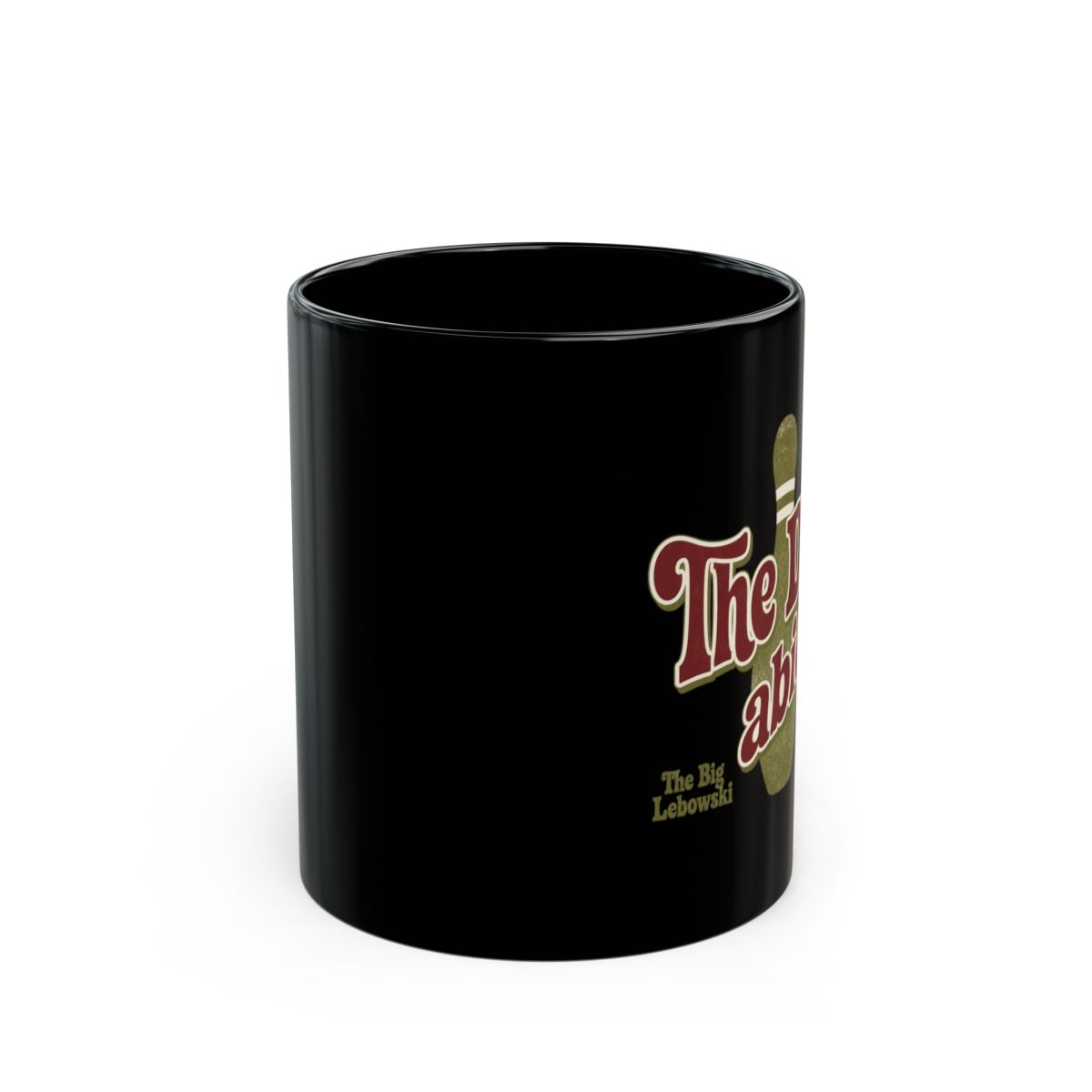 The Big Lebowski "The Dude abides" Black Mug - alternate angle 1, merchandise