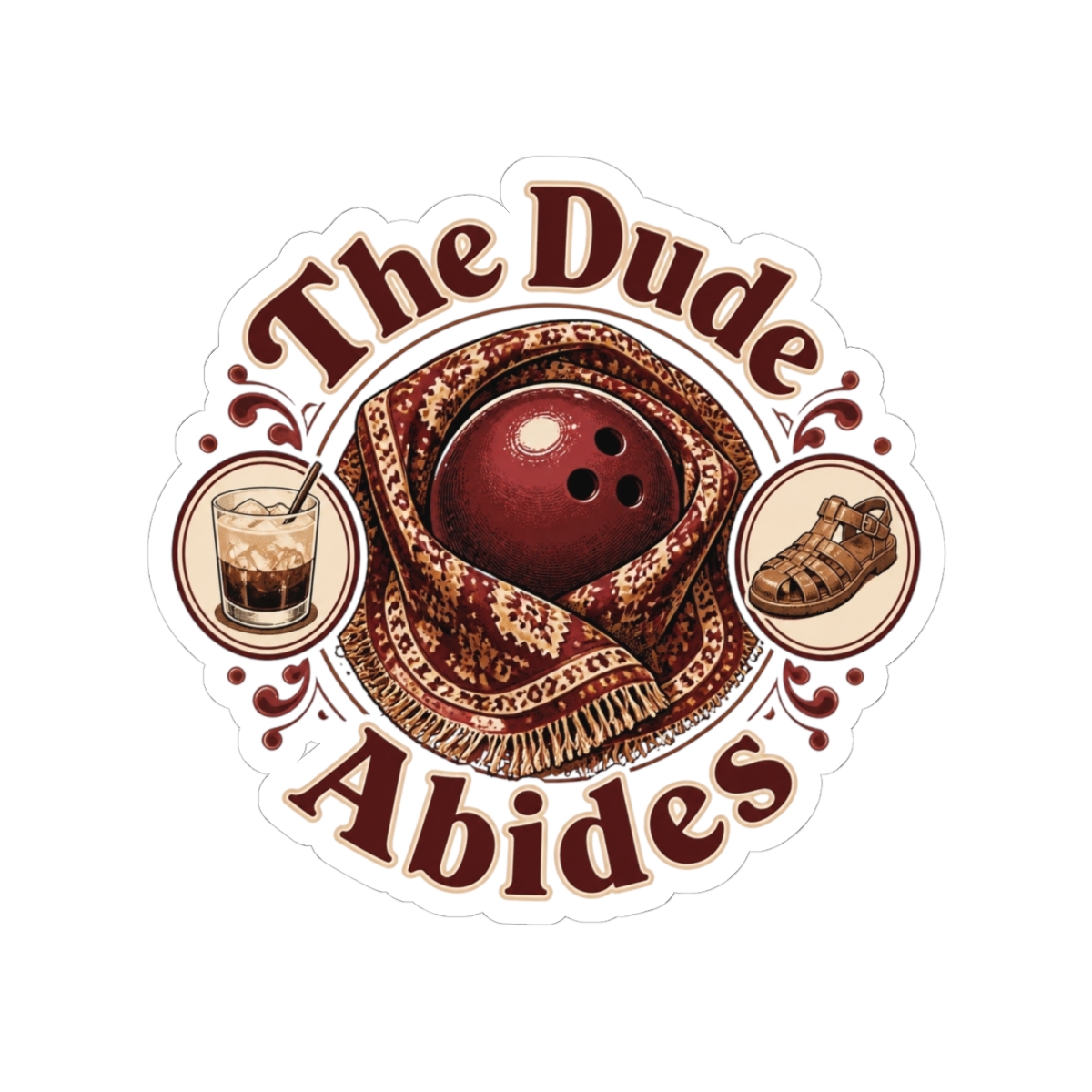 The Big Lebowski "The Dude Abides" Sticker - alternate angle 2, merchandise